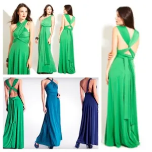 Von Vonni Raven Navy Blue Convertible Tie Wrap Maxi Dress thumbnail 7