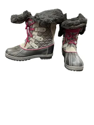 Totes Gracie Black wms black gray versitile mid calf winter boots 10M SKU 10-646 thumbnail 2