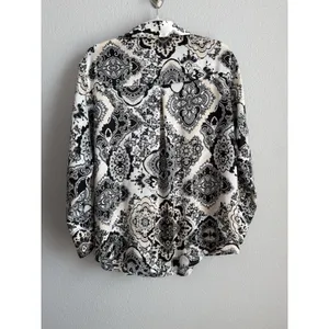 ZARA Satin Paisley Medallion Print Blouse Shirt Boho Chic Dark Academia Top Sz M thumbnail 6