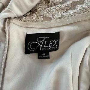 Alex Evenings Ivory Beige Glitter Lace Off Shoulder Formal‎ Maxi Dress Size 10 thumbnail 12