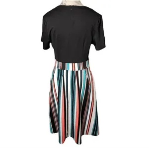 Yathon Womens Black and Striped Flared A-Line Swing Dress Size Medium thumbnail 2