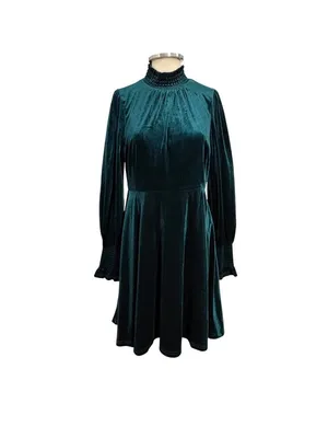 NEW Baltic Born Tina Velvet Dress In Emerald Green Size Large thumbnail 3