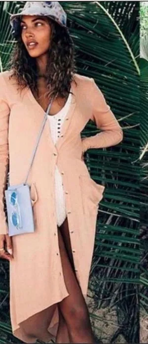 Free People "Ribbed Up" Maxi Cardigan XS thumbnail 1