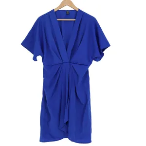 SHEIN Royal Blue Twist Front V-Neck Draped Mini Dress Womens Large thumbnail 2