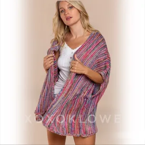 POL Red Rainbow Open Front Kimono Sweater M thumbnail 4