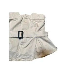 Zara Women's Sz Small Gabardine Top with Belt Light Beige Khaki Strapless Cotton thumbnail 5