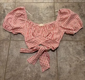 Altar'd State Pink Gingham Top thumbnail 1