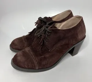 J. Jill Heeled Oxfords Womens 8.5 Brown Good Suede Kiltie Tassel Lace Up thumbnail 1