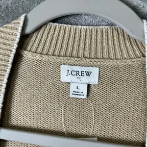 J.Crew Striped Cardigan LG Gold Button Pockets Nautical Khaki Ivory Texture‎ New thumbnail 2