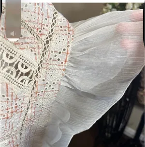 Size Small Anthropologie Boho Lace Peplum Top – Ivory/Cream thumbnail 5
