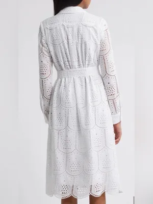 NWT Lilly Pulitzer White Eira Pineapple Eyelet Midi Shirtdress Cotton size 2 thumbnail 3