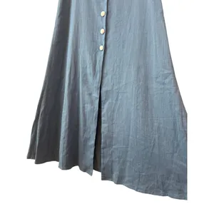Alexis Jameela Shell Blue Linen Maxi Dress Tie‎ Front Button Size L thumbnail 12