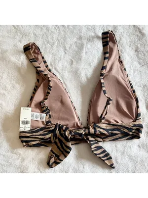 NWT Aerie Pique Triangle Zebra Stripes Bikini Top - Size: Small thumbnail 5