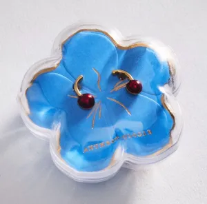 Anthropologie Cherry Icon Post Earrings Gold & Ruby Red in Floral Gift Packaging NWT thumbnail 1