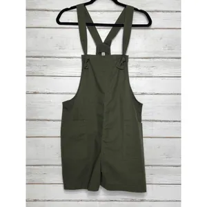 Zenana Army Green Shorts Knotted Overalls Romper Size Small thumbnail 2