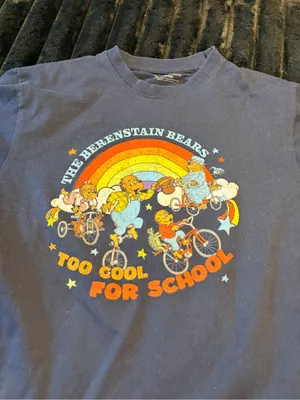 Navy 'Too Cool For School' Graphic Tee Blue Size L thumbnail 2