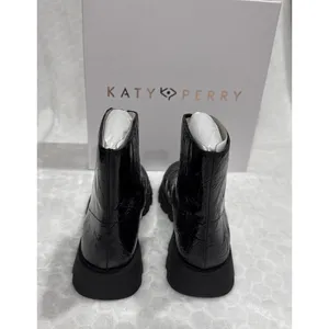 Katy Perry Combat Ankle Boots Black Floral Embossed Zip Up Chunky Womens Size 5 thumbnail 3