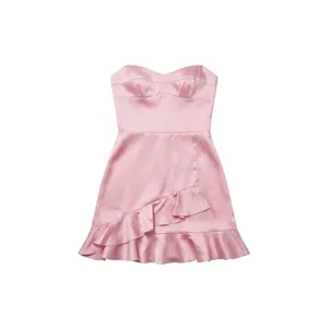 New Amanda Uprichard Magnolia Silk Mini Dress Lotus Pink‎ Strapless Ruffle Small thumbnail 3