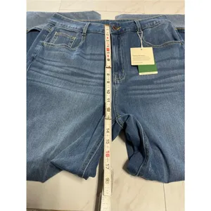 NWT Halara Flex Tall High Waisted Pockets Rolled Hem Wide Leg Washed Denim Large thumbnail 8