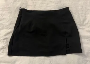 Black mini skirt with built in shorts thumbnail 1