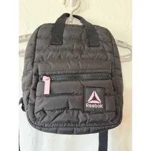 Reebok Poppy Quilted Mini Backpack Black Puffer Daypack Bag Pink Logo thumbnail 2
