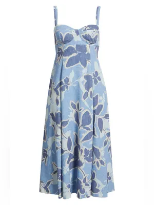Moon River Spaghetti Strap Midi Dress Blue Multi Small thumbnail 4