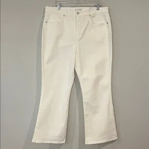 NWT LOFT kick crop high rise curvy fit stretch denim jeans white 14/32 thumbnail 4