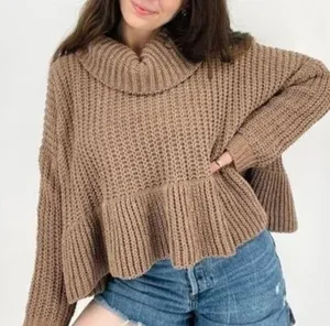 POL Chenille Flounce Hem Cowl Neck Sweater thumbnail 1