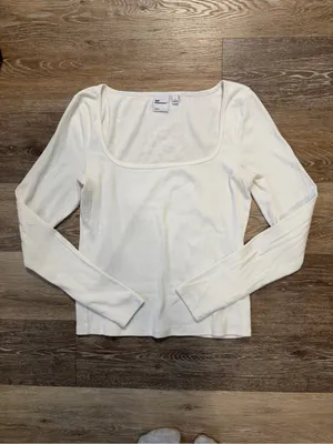 Aritzia HomeStretch™ Rib Squareneck Longsleeve white thumbnail 3