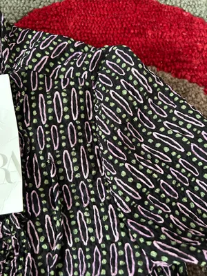 ZARA NWT Pattern Blouse Long Sleeve Shirt Top Tie Front Open Style Size XS thumbnail 6