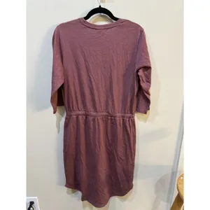 Pact organic cotton mauve tie-waist dress crew neckline Size Small Gorpcore thumbnail 3