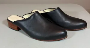 Nisolo Mariella Mule Womens 7 Smooth Black Leather Classic Round Toe Block Heel thumbnail 1