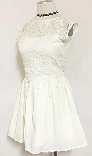 Lace Sheer Neckline Flared Formal Dress thumbnail 3
