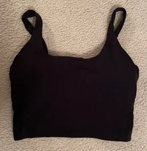Lululemon Nulu Fold Tight Crop Yoga Tank Top Black thumbnail 6