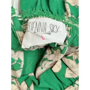 Sienna Sky Floral Blouse Womens Large Green Smocked High‎ Neck Puff Sleeve Top thumbnail 7