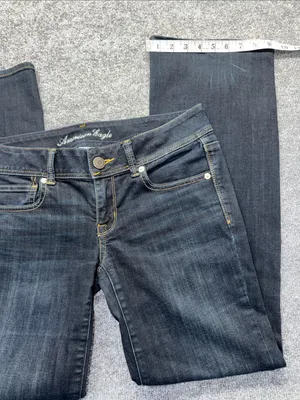 American Eagle Outfitters Low-Rise Slim Boot Cut Dark Blue Super Stretch Jeans thumbnail 7