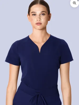 Mandala Scrubs NWOT Curved V-Neck Scrub Top (Navy Blue) thumbnail 1