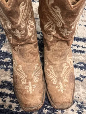 Corral Cortez Honey Flur De Los Western Tan Leather Cowboy Square Toe Boots 9.5M thumbnail 3