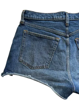 Abercrombie & Fitch The Mom Short High Rise Raw Hem light medium wash size 29 thumbnail 6