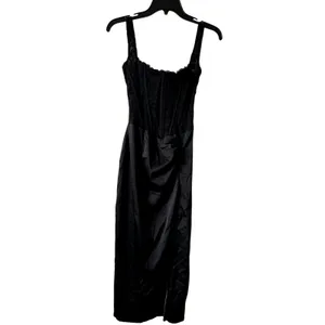 Oh Polly Taliah Lace Soft-Scoop Corset Satin Midaxi Midi Dress in Black Size 2 thumbnail 8