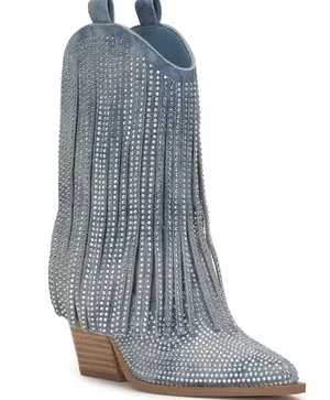 Denim Fringe Boots thumbnail 1