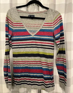 American Eagle Outfitters Multicolor Striped Long Sleeve Tee thumbnail 1