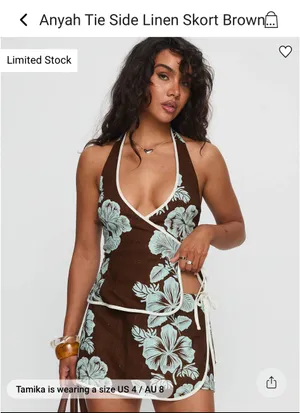 Princess Polly Linen Skort Brown thumbnail 2