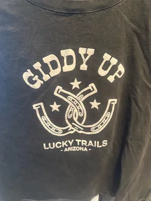 Lucky Trails 'Giddy Up' Graphic Crop Tee - Charcoal thumbnail 8