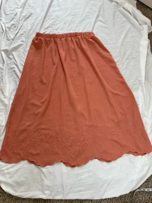 Adrianna Papell Coral Daisy Embroidered Scalloped Hem Midi Skirt XL thumbnail 3