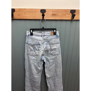 American Eagle Stovepipe High Rise Distressed Straight Leg Jeans Light Wash 00S thumbnail 6