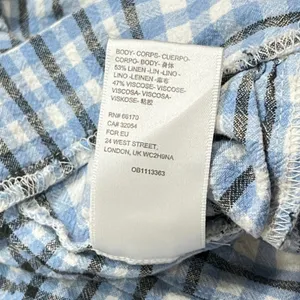 Urban Outfitters Blue Gingham Plaid Linen Blend Button Front Mini Skirt Sz M‎ thumbnail 6