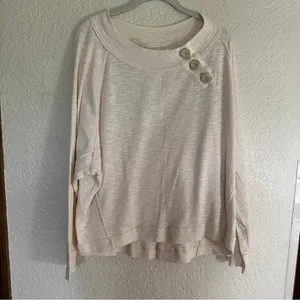 We The Free Free People Long Sleeve Top Womens L Cream Button Detail‎ Slouchy thumbnail 15