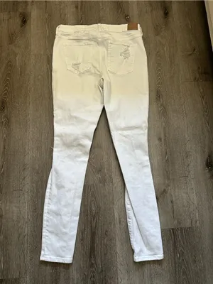 American Eagle Outfitters White Ripped Skinny Jeans thumbnail 3
