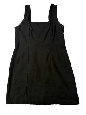 Old Navy Square Neck Linen-Blend Mini Dress Black Size Large thumbnail 3